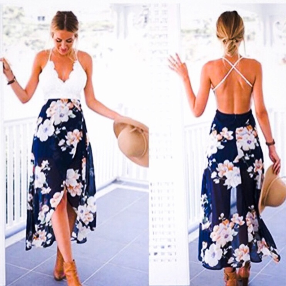 Fabulous Asymmetrical Floral Maxi Dress